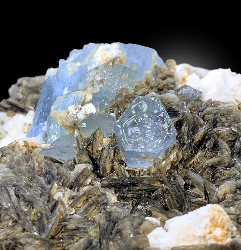 Aquamarine Specimen, Blue Cap Aquamarine Crystals, Aquamarine Cluster, Aquamarine with Mica, Aquamarine stone, Mineral Specimen, 1137 g