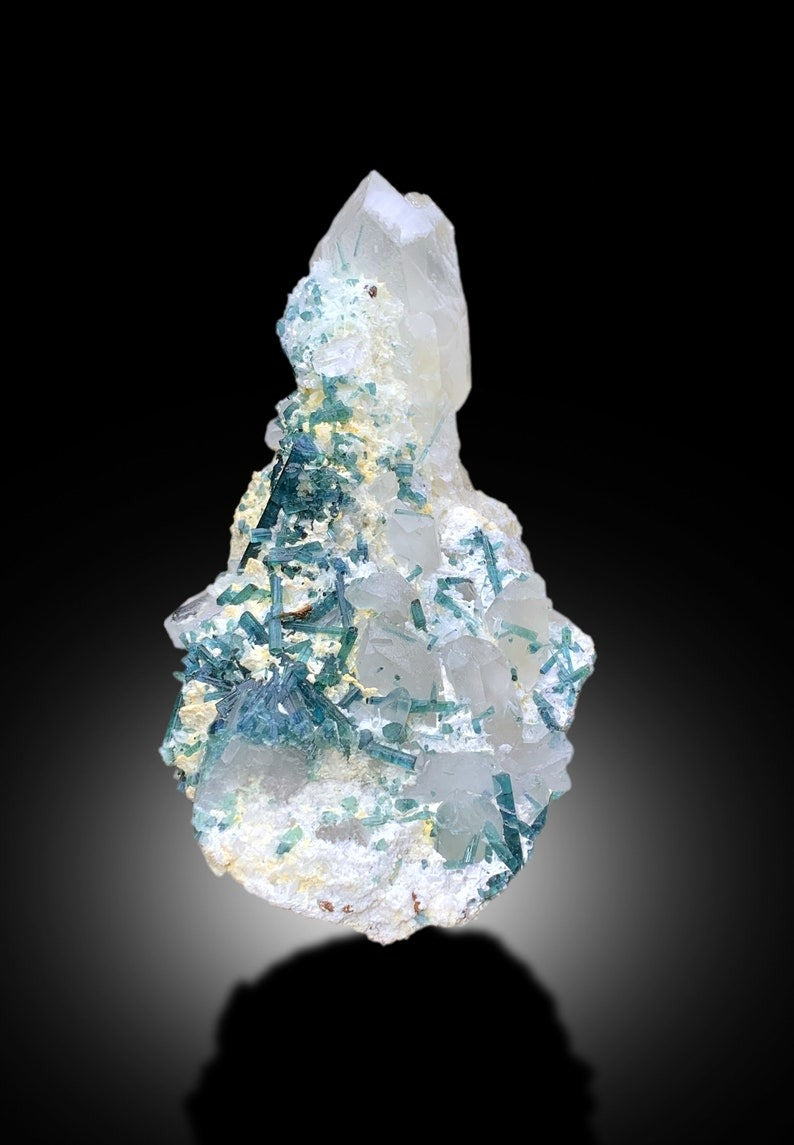 Natural Indicolite Blue Tourmaline Cluster with Morganites and Quartz, Tourmaline Specimen, Tourmaline from Afghanistan - 898 gram