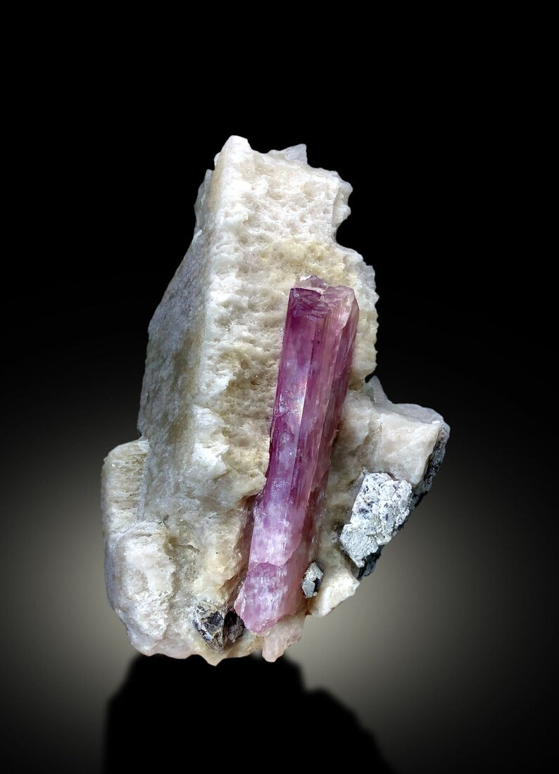 Natural Pink Color Kunzite Crystal on Feldspar, Kunzite Specimen, Raw mineral, Kunzite from Nuristan, Afghanistan - 2010 gram