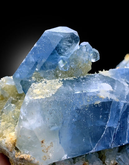 Natural Blue Color Celetine Crystals Cluster, Celestine with Yellow Calcite, Celestine Specimen, Celestine from Baghdis, Afghanistan, 396 g