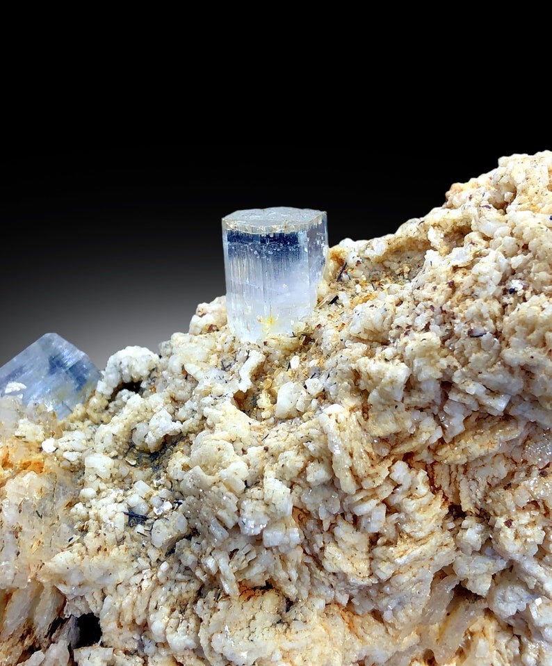 Natural AquaMorganite Crystals with Feldspar, Morganite var Aquamarine, AquaMorganite Specimen from Skardu Pakistan - 495 gram