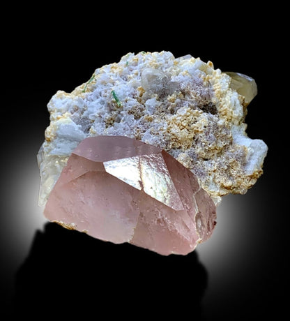 Morganite Specimen with Tourmalines, Pink Lepidolite and Quartz, Morganite Crystal, Tourmaline crystals, Pink Morganite, 170 gram