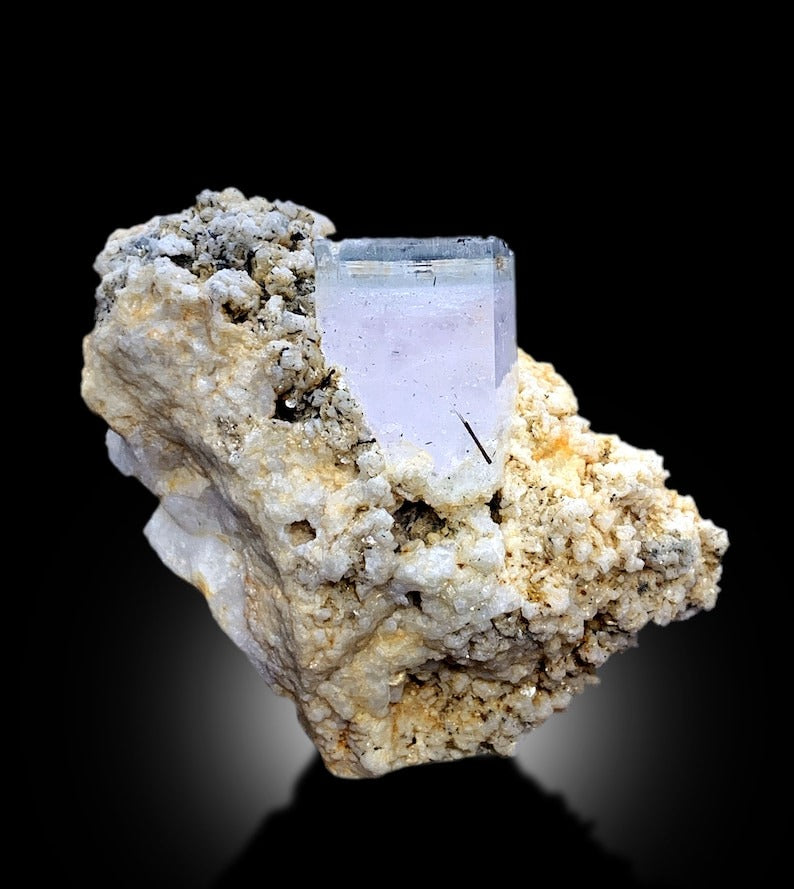 AquaMorganite, Morganite Var Aquamarine, AquaMorganite With Schorl and Feldspar From Skardu Pakistan - 170 gram