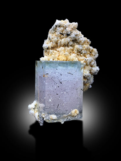 Terminated AquaMorganite With Feldspar Mineral Specimen From Skardu Pakistan - 92 gram