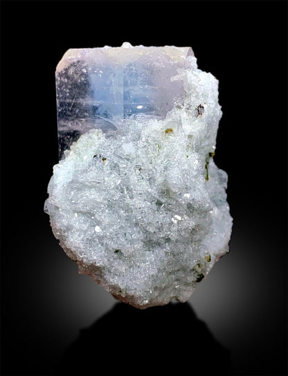 AquaMorganite with Green Tourmalines, Pink Morganite Crystal with Blue Core, Tourmaline cluster, Mineral Specimen, Bicolor Beryl, 54 Gram