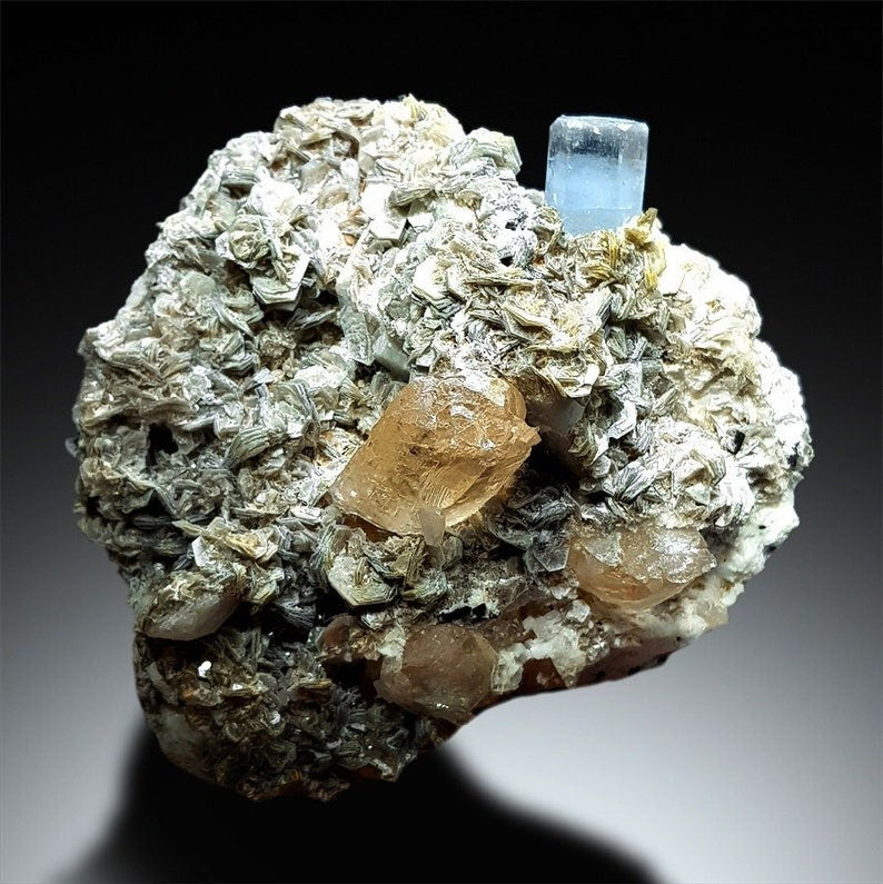 Aquamarine Specimen, Aquamarine With Topaz Schorl Quartz Mica Combo Mineral Specimen, Aquamarine From Shigar Pakistan 1387 g , 131*120 mm