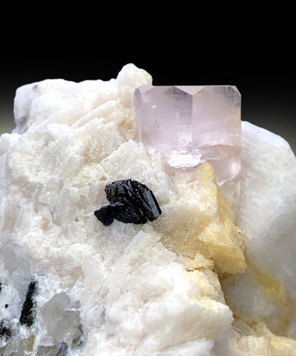 Natural Pink Color Morganite Crystal with Rare Tantalite and Feldspar, Morganite Specimen, Morganite from Skardu Pakistan - 452 gram