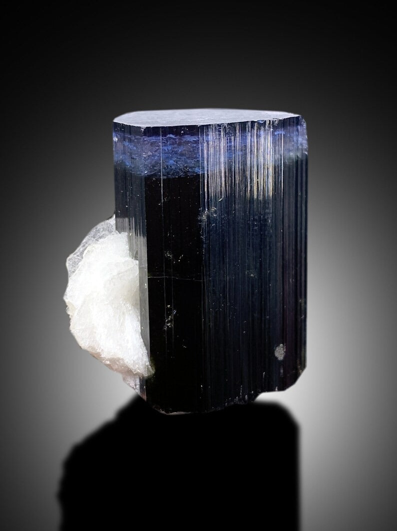 Natural Blue Cap Tourmaline Crystal with Cleavelandite Albite, Tourmaline Specimen, Tourmaline Crystal from Paproke Afghanistan - 38 gram
