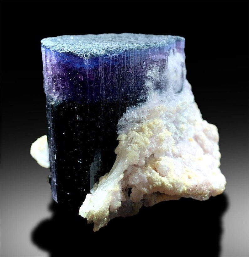 Blue Purple Tourmaline Crystal with Cleavelindite, Mineral Specimen, Natural Tourmaline, Tourmaline From Paprock 106 g , 37*46*39 mm