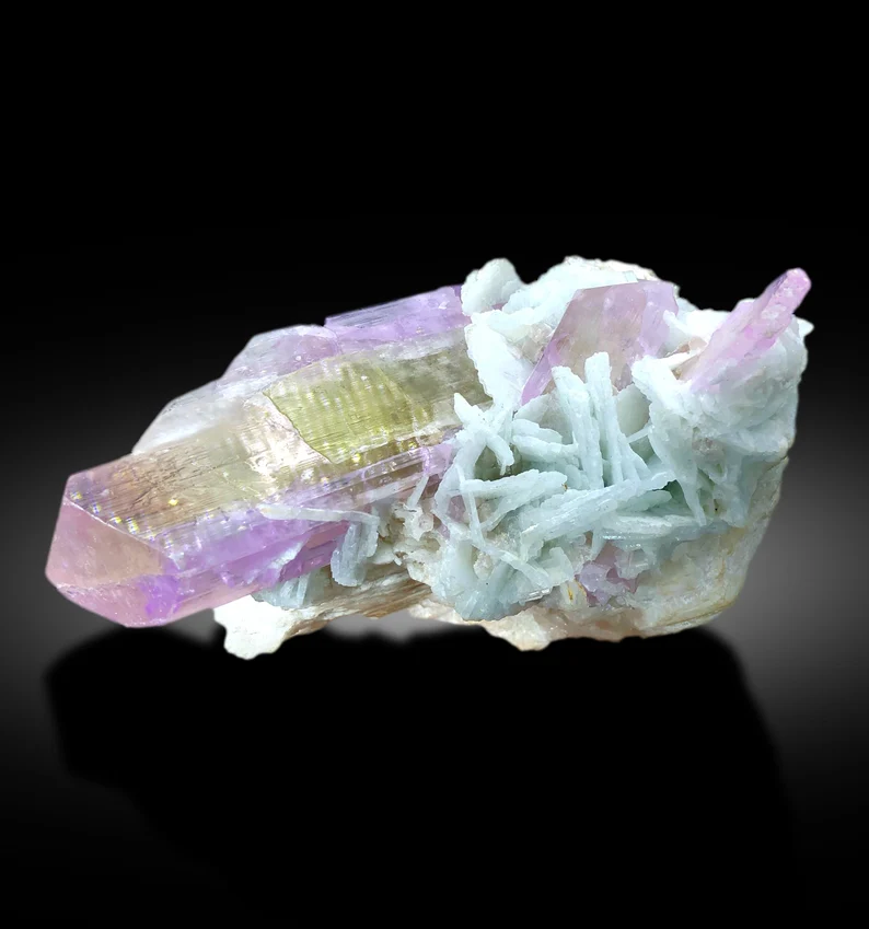 V Shape Terminated Pink Color Kunzite with Cleavelandite Albite and Quartz, Kunzite Crystals, Kunzite Specimen from Afghanistan - 1280 gram
