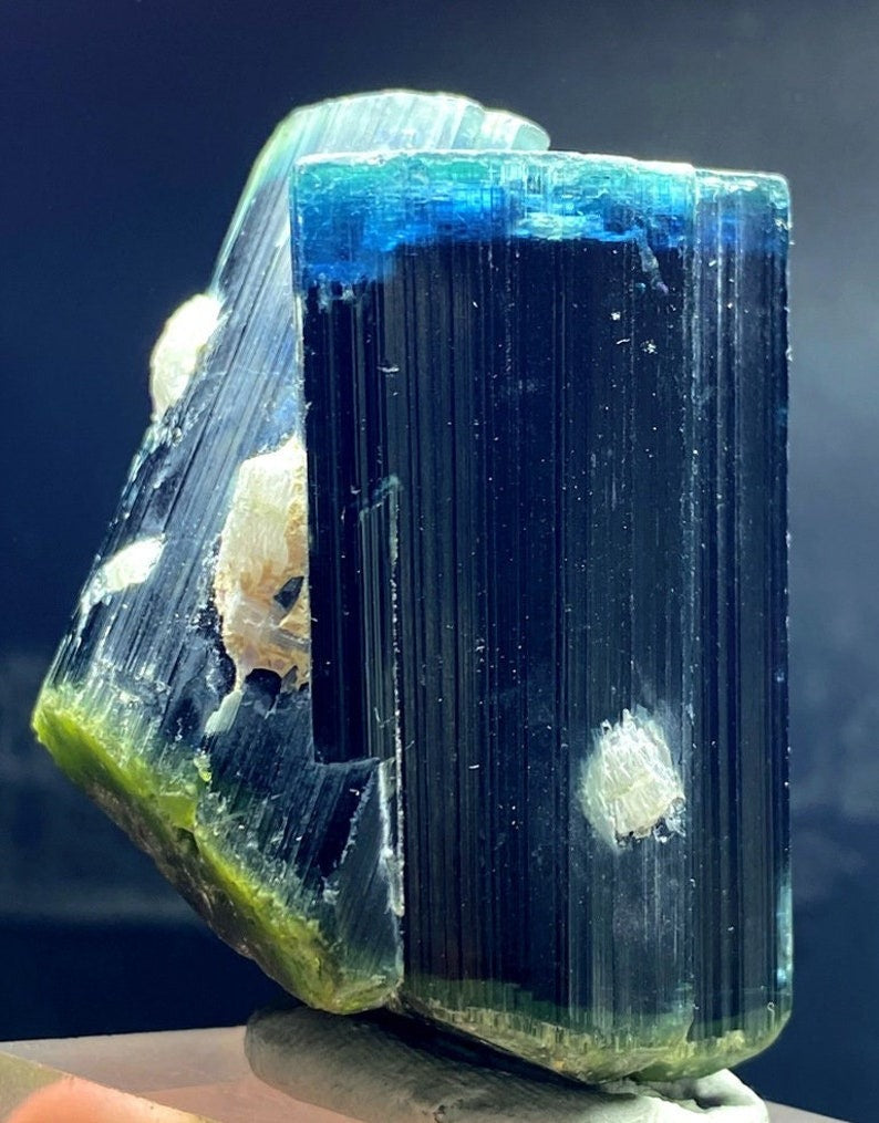 Tourmaline Crystal, Blue Cap Tourmaline, Bicolor Tourmaline, DT Tourmaline, Raw Tourmaline, Tourmaline for sale, 143 Gram , 55*42*36 mm