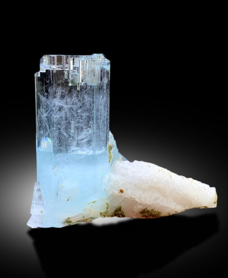 Transparent Sky Blue Color Aquamarine Crystals with Feldspar, Crystal Specimen, Aquamarine Gemstone, Aquamarine Specimen - 43 gram