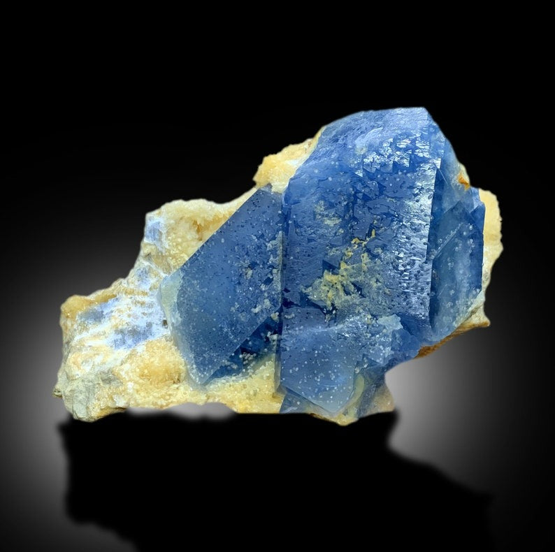 Blue Celestine With Calcite Mineral Specimen From Baghdis, Afghanistan - 744 gram