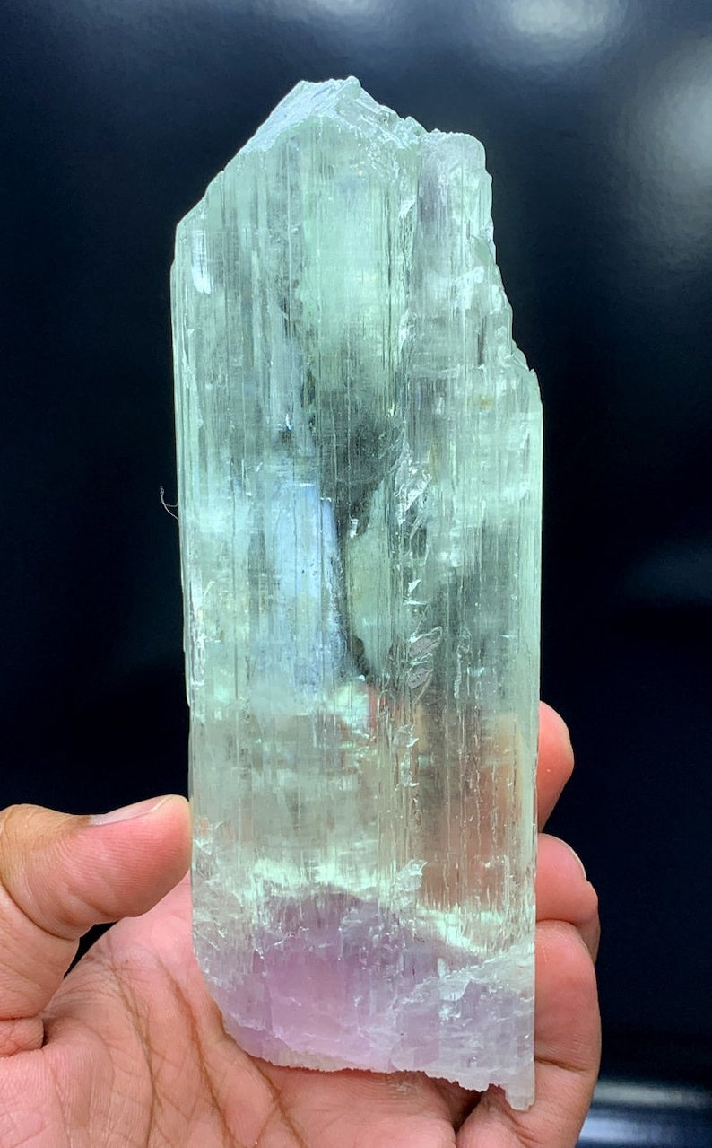 Bicolor Kunzite Crystal, Natural Kunzite, Kunzite Gemstone, Green Kunzite, Raw Kunzite, Kunzite Crystal From Afghanistan - 535 Gram