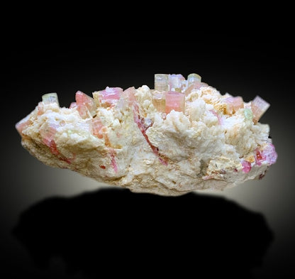 Natural Watermelon Tourmaline Crystals with Albite, Tourmaline Cluster, Tourmaline from Paproke, District Nuristan Afghanistan - 771 gram