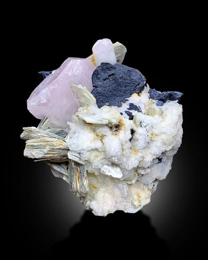 Pink Morganite with Tourmaline, Muscovite Mica, Schorl Crystal, Morganite Specimen, Tourmaline crstal, Mineral Specimen, 209 g
