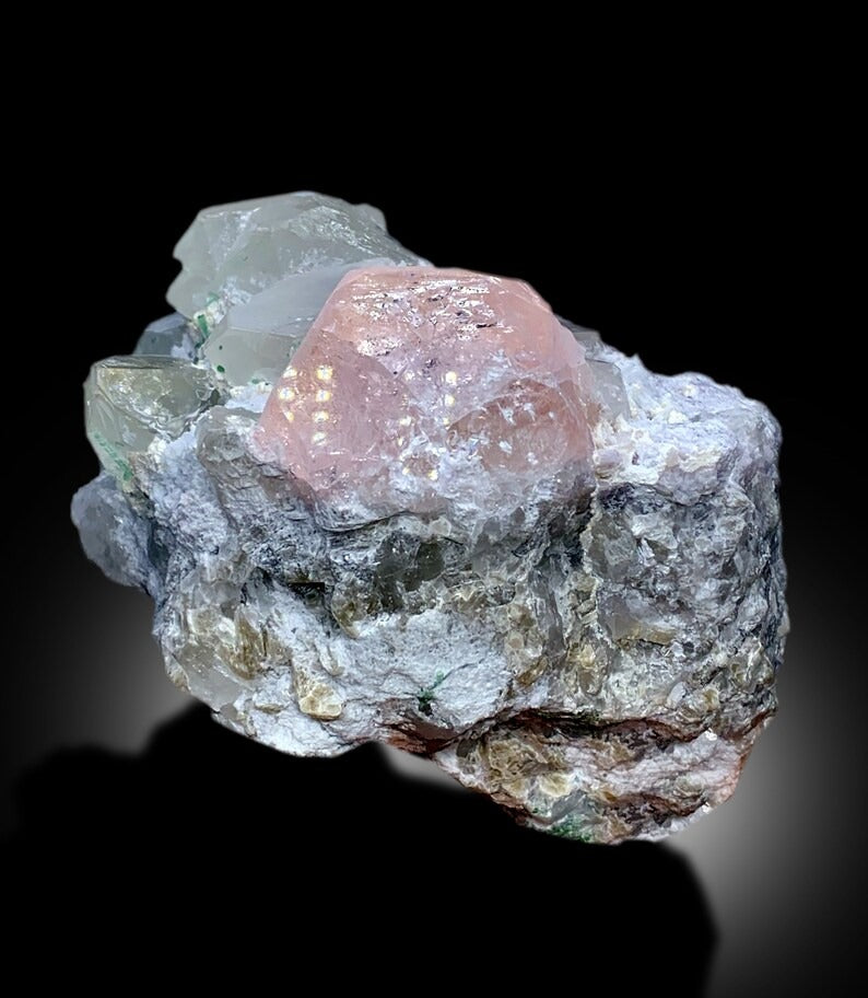 Pink Morganite With Green Tourmalines, Quartz and Lepidolite Mineral Specimen From Afghanistan - 1375 gram