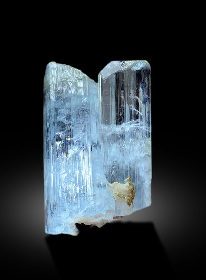 Natural Terminated Twinned Sky Blue Color Aquamarine Crystals with Schorl Tourmaline, Aquamarine from Shigar valley Skardu Pakistan - 47 g