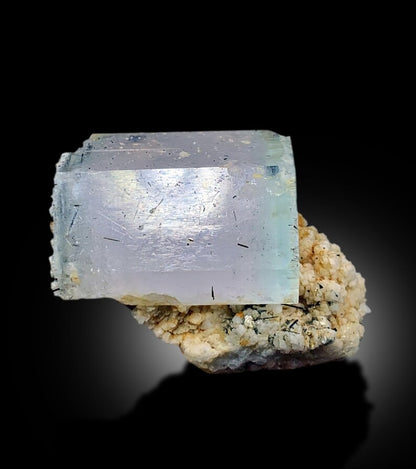 AquaMorganite, Morganite Var Aquamarine, AquaMorganite With Schorl and Feldspar From Skardu Pakistan - 85 gram