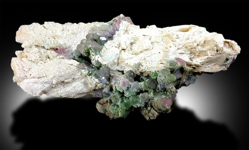 Watermelon Tourmaline Crystals on Feldspar, Natural Tourmaline, Tourmaline Stone, Tourmaline from Paprock Afghanistan - 451 Gram