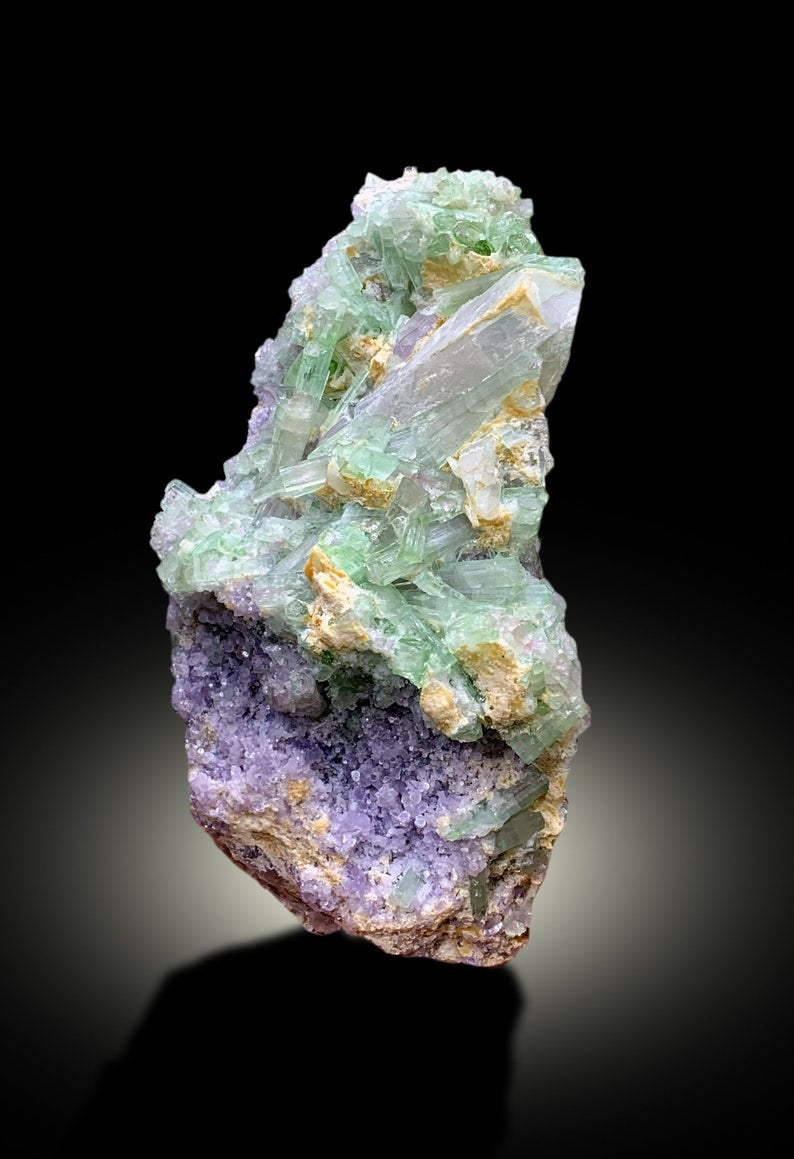 Natural Bicolor Tourmaline Cluster with Quartz and Lepidolite, Tourmaline Specimen, Raw Mineral, Tourmaline from Afghanistan - 823 gram