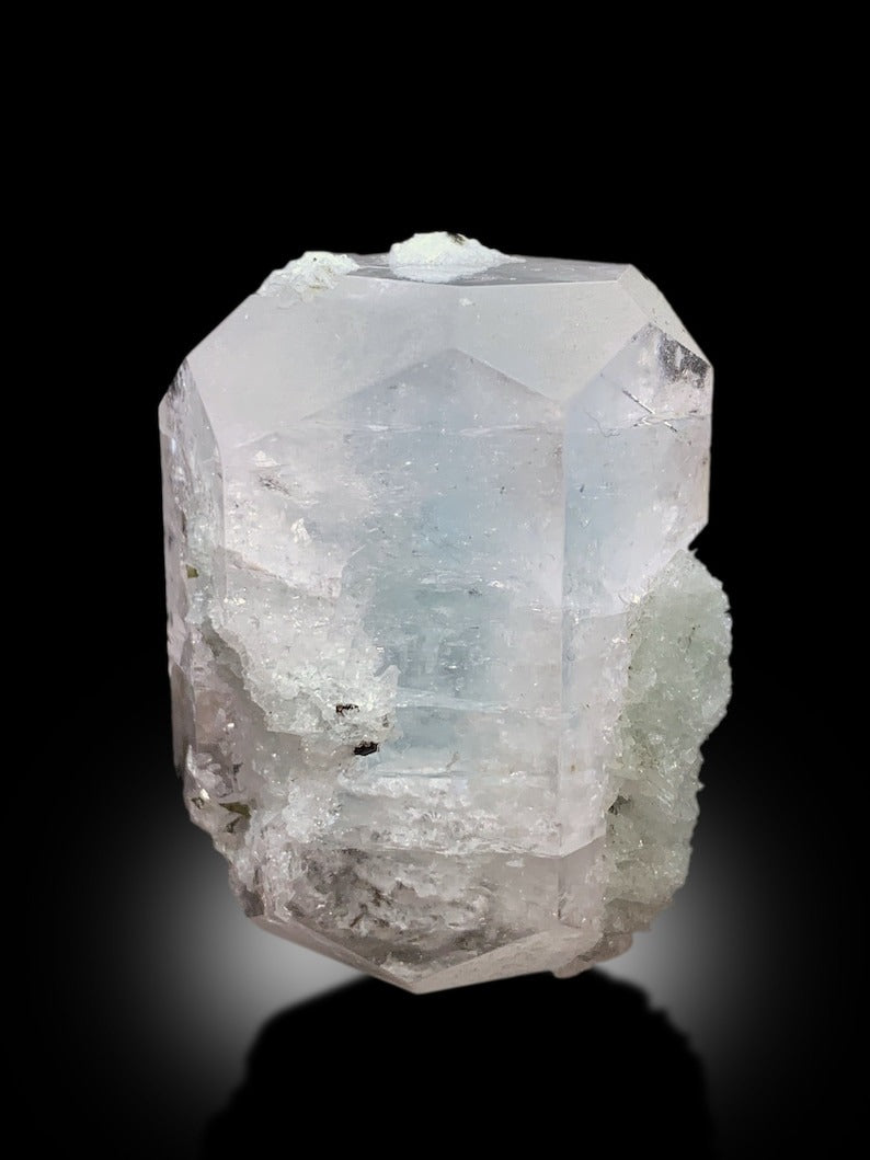 AquaMorganite, Morganite Var Aquamarine, AquaMorganite With Green Tourmalines and Albite From Afghanistan - 90 gram