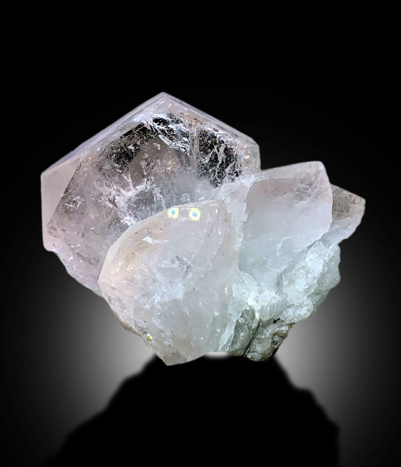 Natural Pink Morganite Crystals Cluster With Microlite From Afghanistan - 118 gram