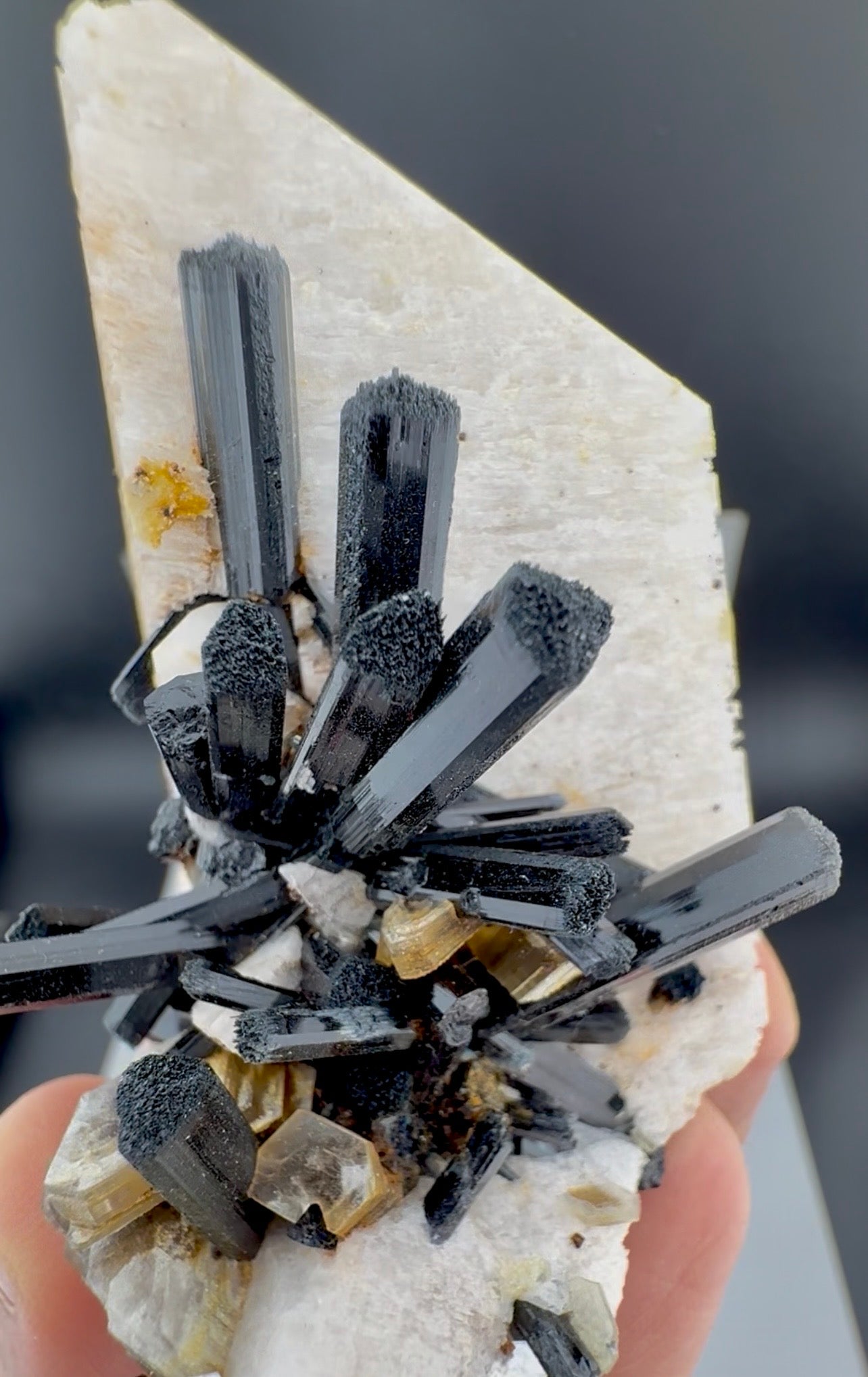 Schorl Tourmaline crystals on Microcline Feldspar from Pakistan, 186 gram