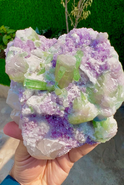 Watermelon Tourmaline Crystals with Lepidolite and Quartz from Paprok, 1300 gram