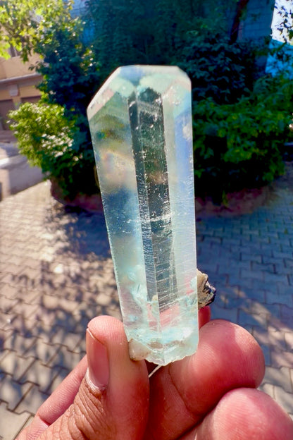 Aquamarine crystal with Hematite Flower from Pakistan, 48 gram