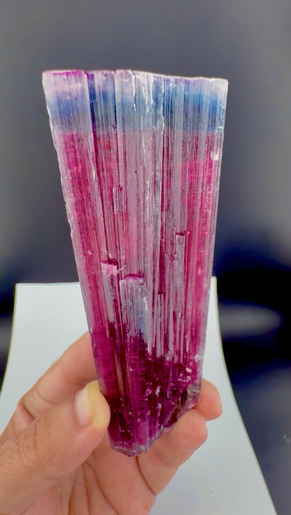Blue Cap Tourmaline Crystal from Afghanistan, 213 gram