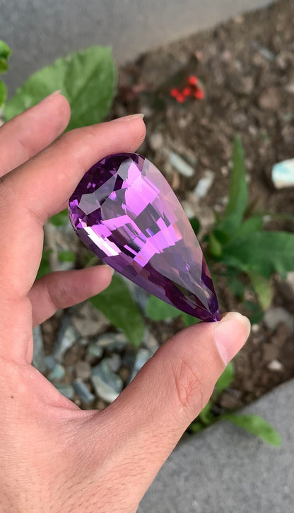 Natural Deep Pink Kunzite Gemstone – 300 Ct Afghan Pear Cut Kunzite – Massive Collector Gem , Museum Size Stone