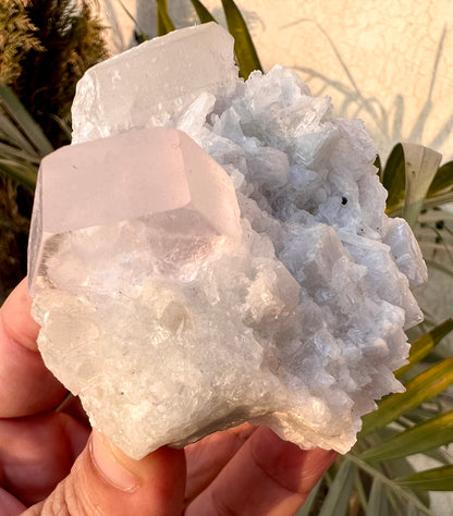 Morganite crysal with Quartz and Cleavlandite Albite from Afghanistan, 125 gram