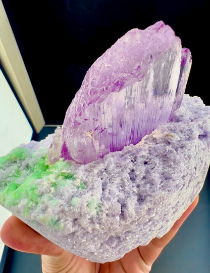 Pink Kunzite with Green Tourmalines on Lepidolite from Afghanistan, 749 gram