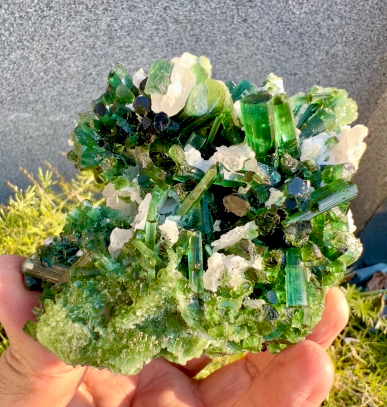 Green Tourmalines with Pink Kunzite from Afghanistan, 291 gram