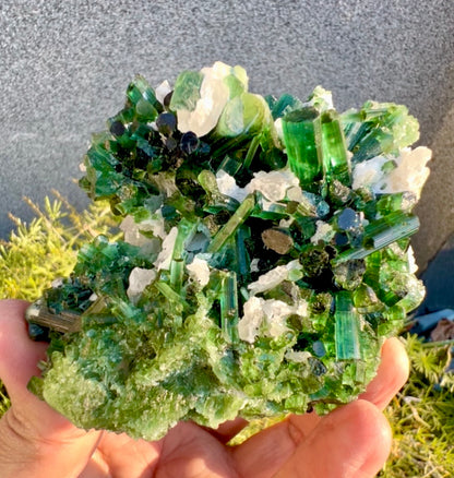 Green Tourmalines with Pink Kunzite from Afghanistan, 291 gram