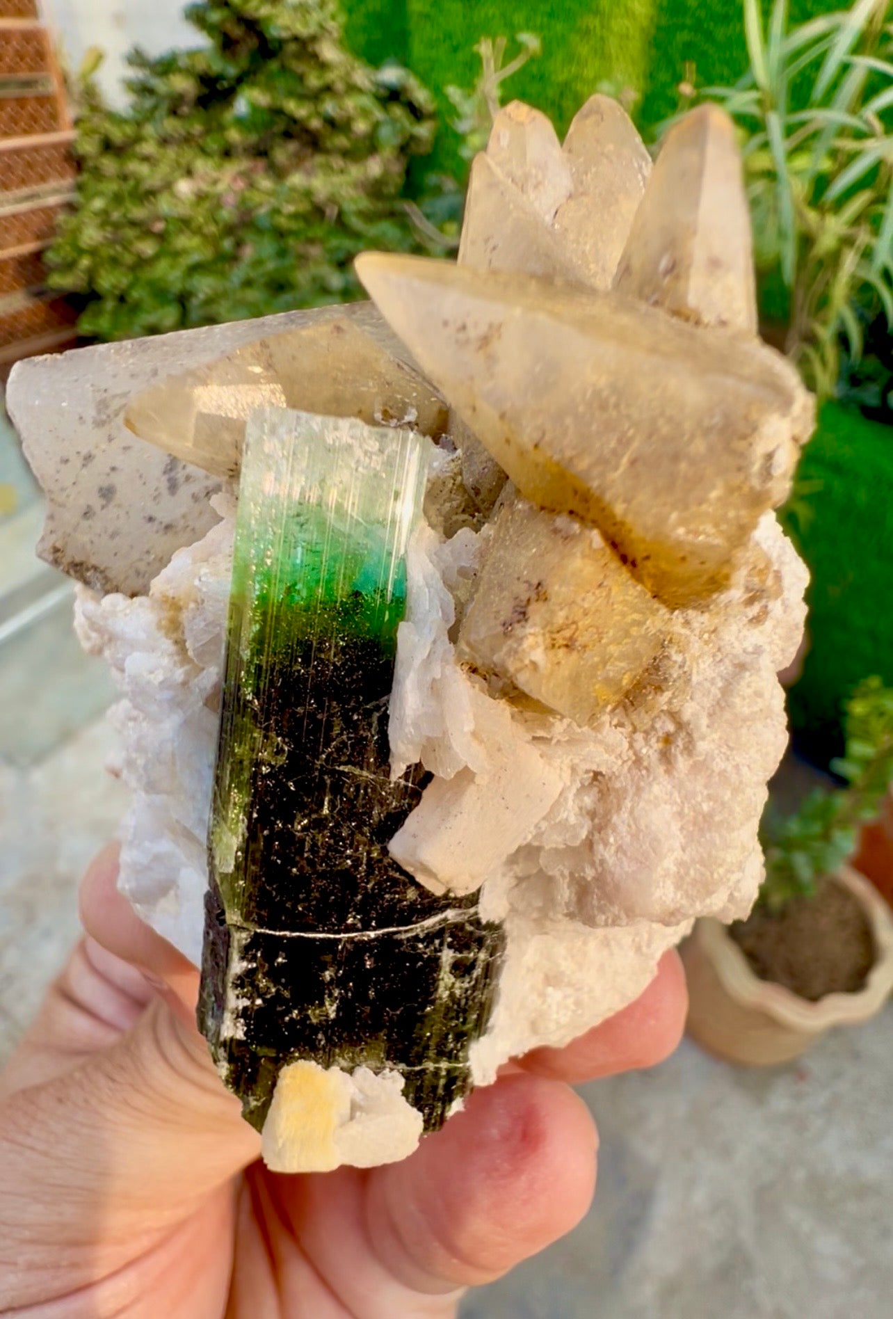 Blue Cap Tourmaline with Calcite from Paprok Afghanistan , 208 g