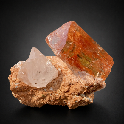 Natural Golden Topaz Crystal on Matrix from Katlang Pakistan, 59 gram
