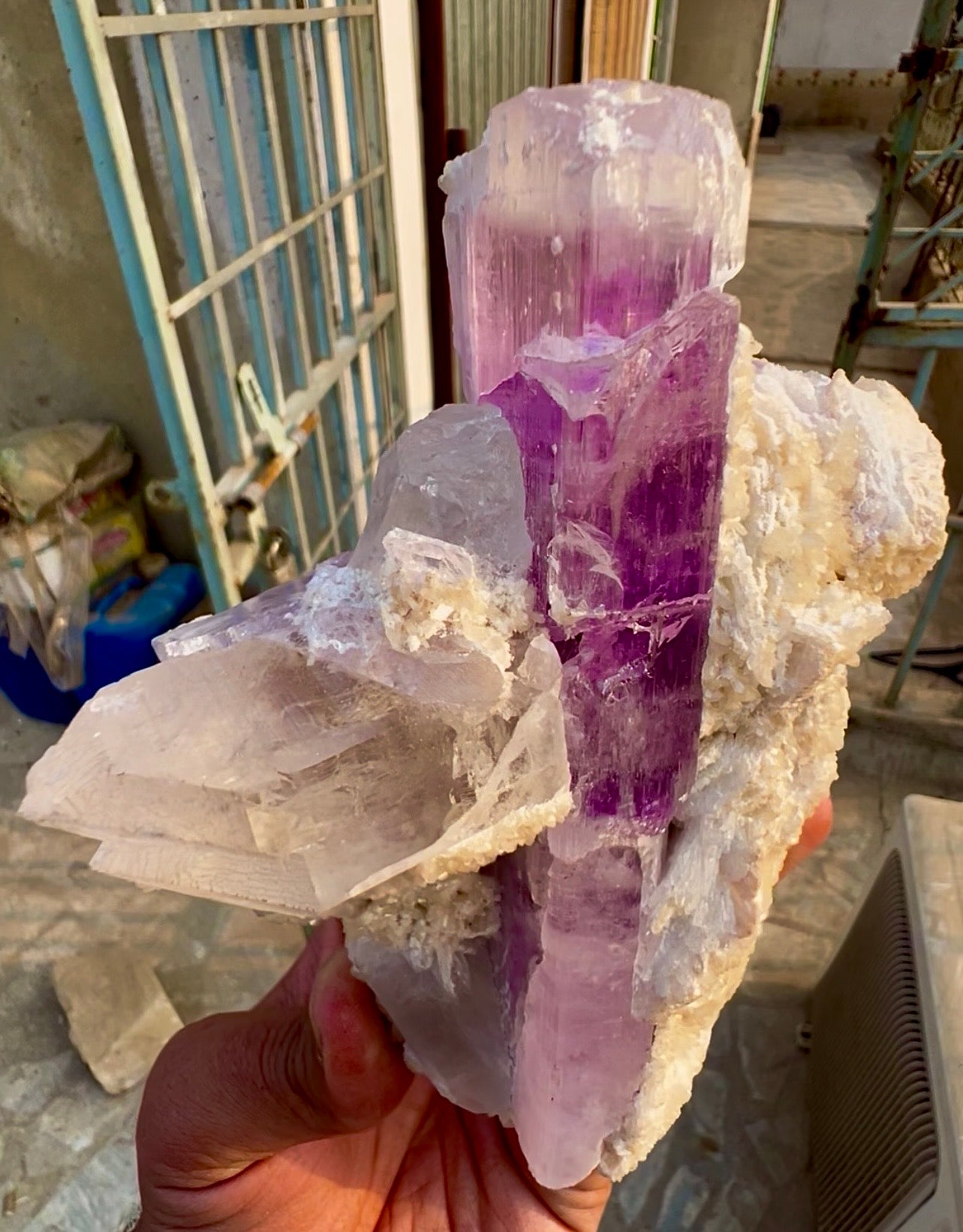 Kunzite Crystal with Quartz and Lepidolite from Afghanistan, 958 gram