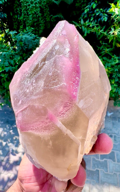Crystallized Rose Quartz with Tourmaline on Smoky Quartz from Afghanistan, 1830 gram