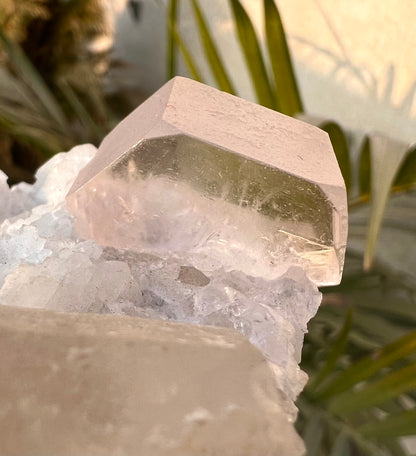 Morganite crysal with Quartz and Cleavlandite Albite from Afghanistan, 125 gram