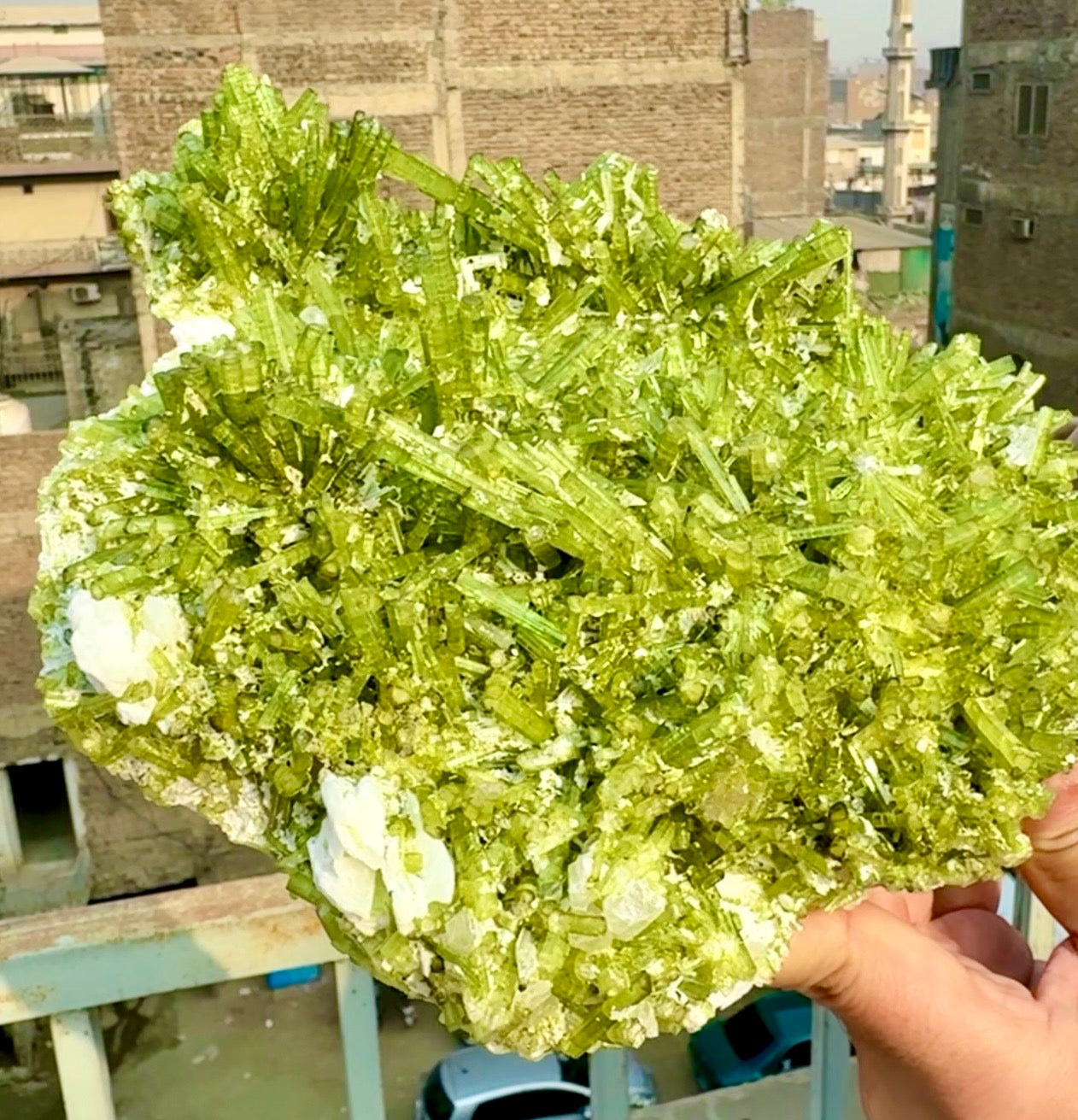 Green Tourmaline Crystals Cluster on matrix from Chapu Mine Pakistan, 3418 gram