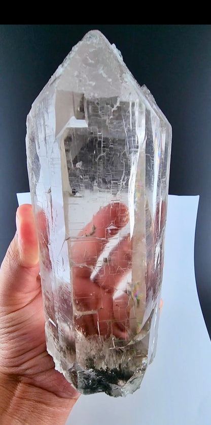 Clear Quartz Crystal with Chlorite Garden Inclusions, Cathedral Pattern, Tormiq Valley Pakistan, Collector Specimen, 1704 gram