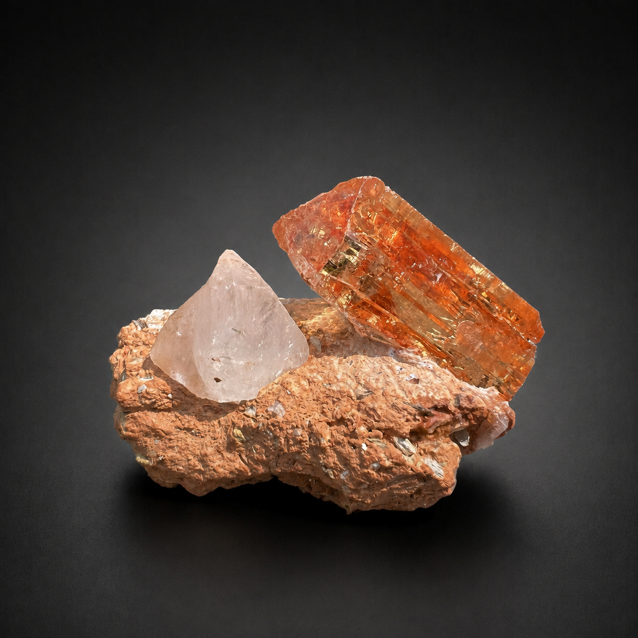 Natural Golden Topaz Crystal on Matrix from Katlang Pakistan, 59 gram