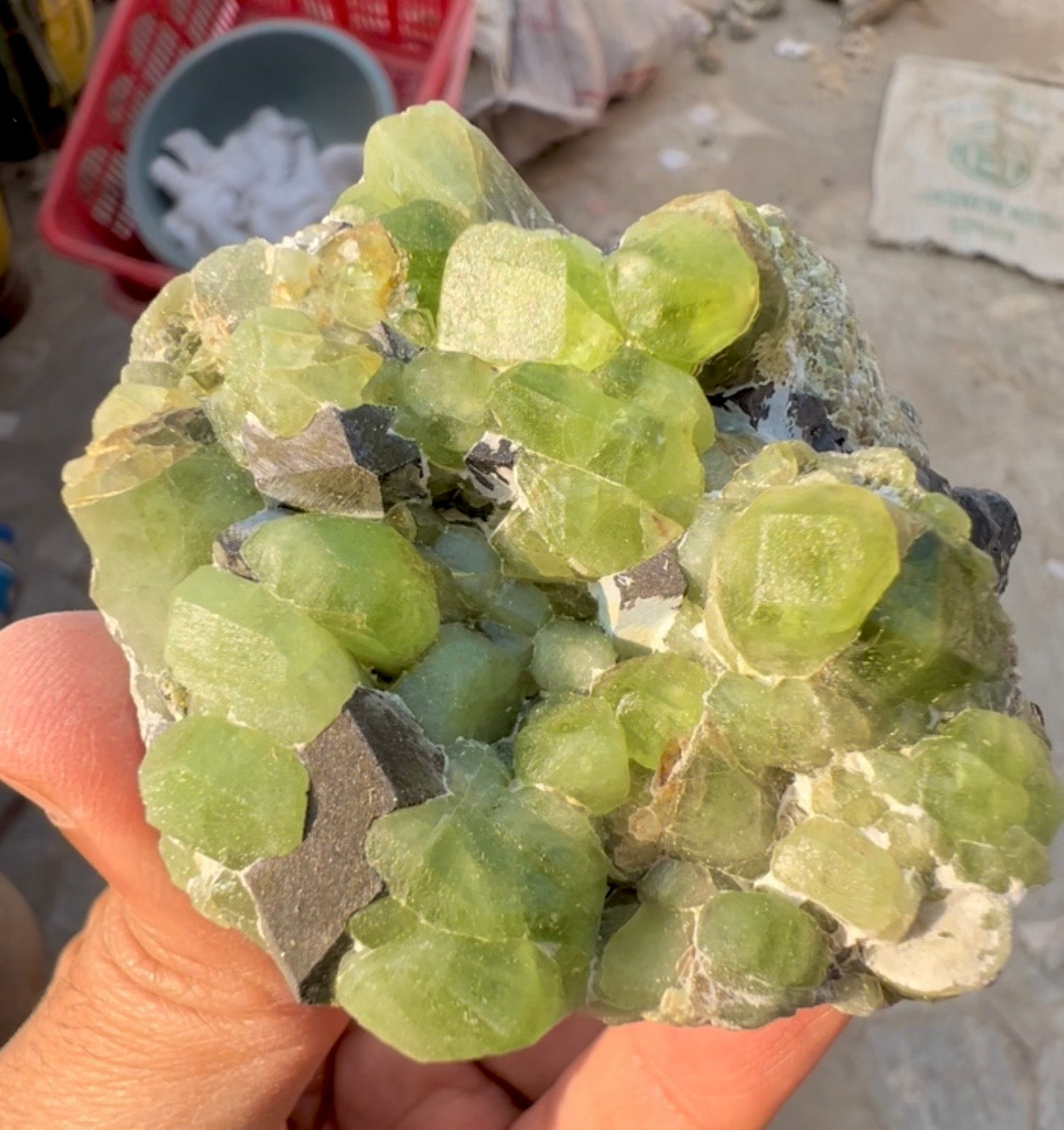 Peridot Crystals with Magnetite from Pakistan, 203 gram