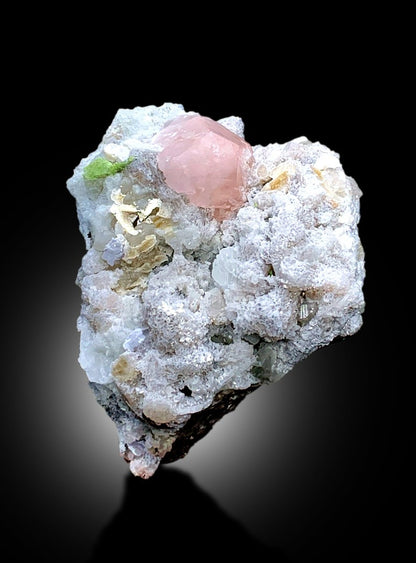 Natural Terminated Pink Color Morganite with Green Apatite and Lepidolite Mineral Specimen from Dara e Peach Afghanistan - 810 gram