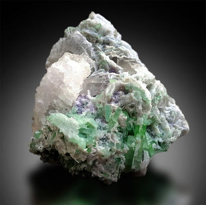 Tourmaline Crystals with Pollucite Lepidolite and Albite, Pollucite Crystal, Green Tourmaline Crystals, Combo Mineral, Rare Specimen 1089g