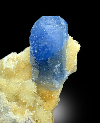 Terminated Blue Celestine Crystal with Calcite Mineral Specimen From Afghanistan - 72 gram