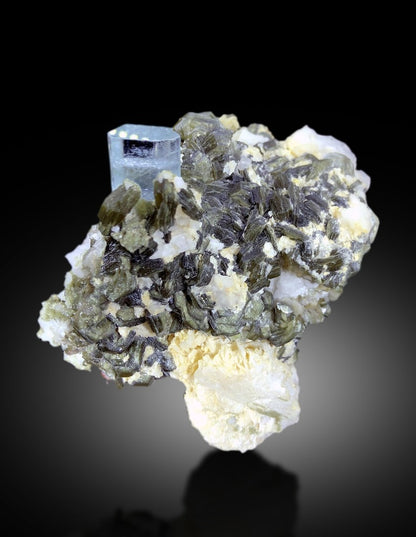 Transparent Blue Color Aquamarine Crystal with Star Mica, Aquamarine Specimen, Aquamarine from Shigar valley Skardu Pakistan - 408 gram