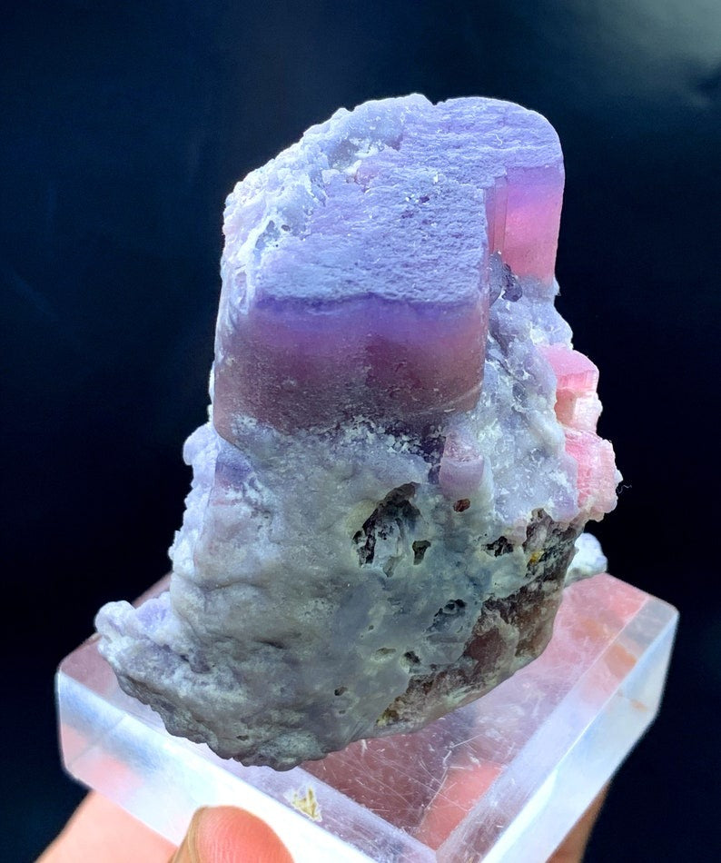 Natural Blue Cap Pink Tourmaline with Blue Mica, Crystal Specimen, Tourmaline Crystal from Badakhshan Afghanistan - 155 gram